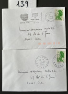 Marcophilie 1987- Lot De 2 Lettres  LIBERTE A Vert  -  PNU Ier échelon - Grand Format     ( 139 ) - 1961-....