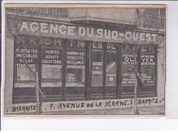 BIARRITZ: Agence Du Sud-ouest, A. Ferrus, 7 Avenue De La Marne, Carte Double - Très Bon état - Biarritz