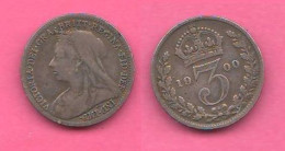 Angleterre Pence 3 Three 1900 England Inghilterra Silver Coin Queen Victoria 1900   C 8 - F. 3 Pence
