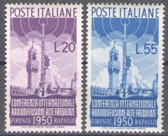 1950 Italia - Repubblica, Radiodiffusione, 2 Valori, N. 623-624, MNH** - Andere & Zonder Classificatie