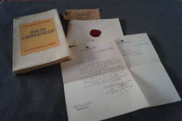Courrier De La Reine Elisabeth + Livre,David Copperfield,1949 Offert Par La Reine,Documents Et Cachet De Cire,23,5/16 Cm - Familles Royales