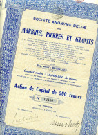 Belge Des MARBRES, PIERRES Et GRANITS; Action De Capital - Bergbau