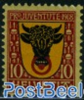 Switzerland 1918 10c, Stamp Out Of Set, Unused (hinged), History - Nature - Coat Of Arms - Cattle - Ungebraucht