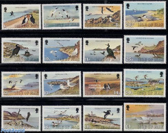 Isle Of Man 1983 Definitives 16v, Mint NH, Nature - Various - Birds - Lighthouses & Safety At Sea - Puffins - Swans - Phares