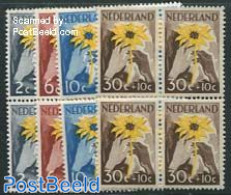 Netherlands 1949 NIWIN 4v, Blocks Of 4 [+], Mint NH, Nature - Flowers & Plants - Unused Stamps