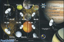 Nevis 2008 50 Years Of Space Exploration 6v M/s, Mint NH, Transport - Space Exploration - St.Kitts Y Nevis ( 1983-...)