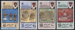 Oman 1977 National Day 4v, Mint NH, History - Archaeology - Art - Art & Antique Objects - Ceramics - Handwriting And A.. - Archeologie