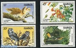 Rwanda 1985 J.J. Audubon 4v, Mint NH, Nature - Birds - Flowers & Plants - Owls - Other & Unclassified