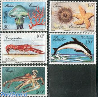 Senegal 1987 Marine Life 5v, Mint NH, Nature - Sea Mammals - Shells & Crustaceans - Crabs And Lobsters - Marine Life