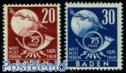 Germany, French Zone 1949 Baden, 75 Years UPU 2v, Mint NH, U.P.U. - U.P.U.