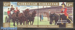 Gibraltar 1997 Golden Wedding 2v [:], Mint NH, History - Nature - Transport - Kings & Queens (Royalty) - Horses - Coac.. - Familles Royales