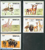 Senegal 1986 Guembeul Park 5v, Mint NH, Nature - Animals (others & Mixed) - Birds - Giraffe - National Parks - Nature
