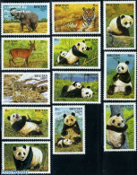Bhutan 1990 Endangered Animals 12v, Mint NH, Nature - Animals (others & Mixed) - Cat Family - Elephants - Pandas - Bhoutan