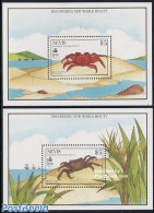 Nevis 1990 Crabs 2 S/s, Mint NH, Nature - Shells & Crustaceans - Mundo Aquatico