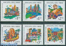 Hong Kong 1999 Tourism 6V, Joint Issue With Singapore, Mint NH, Transport - Various - Automobiles - Railways - Ships A.. - Neufs