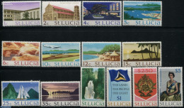 Saint Lucia 1970 Definitives 14v, Mint NH, History - Nature - Coat Of Arms - Flags - Water, Dams & Falls - St.Lucie (1979-...)