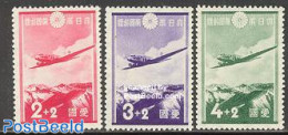 Japan 1937 National Air Fund 3v, Unused (hinged), Transport - Aircraft & Aviation - Unused Stamps