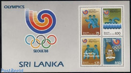 Sri Lanka (Ceylon) 1988 Olympic Games S/s, Mint NH, Sport - Various - Boxing - Olympic Games - Swimming - Maps - Boksen