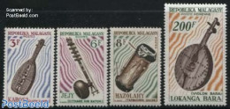 Madagascar 1965 Music Instruments 4v, Mint NH, Performance Art - Music - Musical Instruments - Muziek