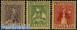 Switzerland 1917 Pro Juventute 3v, Unused (hinged), Various - Costumes - Unused Stamps