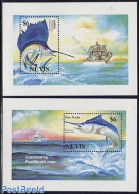 Nevis 1994 Philakorea, Fish 2 S/s, Mint NH, Nature - Fish - Pesci