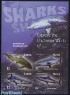Nevis 2004 Sharks 4v M/s, Mint NH, Nature - Fish - Sharks - Poissons