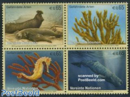 United Nations, Vienna 2008 Endangered Animals 4v [+], Mint NH, Nature - Animals (others & Mixed) - Fish - Sea Mammals - Fishes