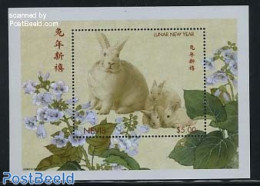 Nevis 1999 Year Of The Rabbit S/s, Mint NH, Nature - Various - Rabbits / Hares - New Year - Año Nuevo