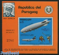 Paraguay 1975 Zeppelin Flight Of 1924 S/s, Mint NH, Transport - Aircraft & Aviation - Space Exploration - Zeppelins - Airplanes