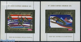 Equatorial Guinea 1975 Winter Olympic Games 2 S/s, Gold, Mint NH, Sport - Ice Hockey - Olympic Winter Games - Skiing - Hockey (Ijs)