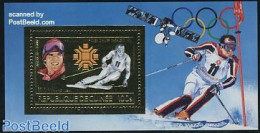 Guinea, Republic 1984 Olympic Winter Games S/s Gold, Mint NH, Sport - Transport - Olympic Winter Games - Skiing - Spac.. - Sci