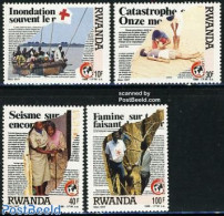 Rwanda 1988 Red Cross 4v, Mint NH, Health - Transport - Red Cross - Ships And Boats - Cruz Roja
