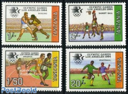 Tanzania 1984 Olympic Games Los Angeles 4v, Mint NH, Sport - Athletics - Basketball - Boxing - Football - Olympic Games - Athlétisme