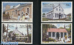 Saint Lucia 2000 Christmas 4v, Mint NH, Religion - Christmas - Churches, Temples, Mosques, Synagogues - Christmas