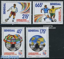 Senegal 1994 World Cup Football 4v, Mint NH, History - Sport - Various - Flags - Football - Maps - Geografía