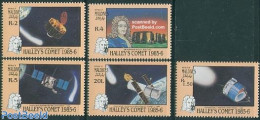 Maldives 1986 Halleys Comet 5v, Mint NH, Science - Transport - Astronomy - Space Exploration - Halley's Comet - Astrologie