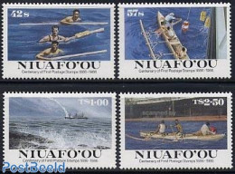 Niuafo'ou 1986 Stamp Centenary 4v, Mint NH, Transport - Post - Ships And Boats - Space Exploration - Posta