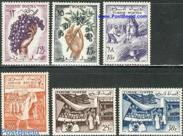 Tunisia 1956 Land Products 6v, Mint NH, Nature - Various - Fruit - Wine & Winery - Agriculture - Frutas