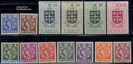 Saint Lucia 1953 Definitives 13v, Mint NH, History - Coat Of Arms - St.Lucia (1979-...)