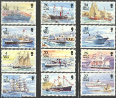 Isle Of Man 1993 Definitives, Ships 12v, Mint NH, Transport - Various - Ships And Boats - Lighthouses & Safety At Sea - Ships