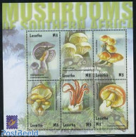Lesotho 2001 Mushrooms, Belgica 6v M/s, Mint NH, Nature - Mushrooms - Champignons