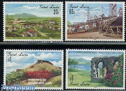 Saint Lucia 2000 History 4v, Mint NH, Transport - Ships And Boats - Art - Castles & Fortifications - Barcos