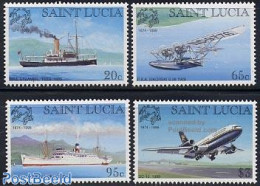 Saint Lucia 1999 125 Years UPU 4v, Mint NH, Transport - U.P.U. - Aircraft & Aviation - Ships And Boats - U.P.U.