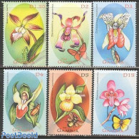 Gambia 2001 Orchids 6v, Mint NH, Nature - Butterflies - Flowers & Plants - Orchids - Gambie (...-1964)