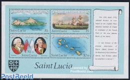 Saint Lucia 1982 Sea Battle S/s, Mint NH, Transport - Various - Ships And Boats - Maps - Barcos