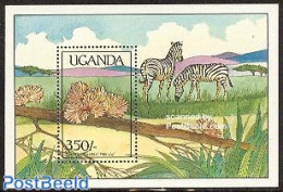 Uganda 1989 Mushroom S/s, Schizophyllum Commune, Mint NH, Nature - Mushrooms - Zebra - Paddestoelen