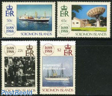 Solomon Islands 1988 300 Years Lloyds 4v, Mint NH, Science - Transport - Various - Telecommunication - Ships And Boats.. - Télécom