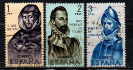 SPAGNA - 1965 - CONQUISTATORI DELL'AMERICA - S. LUIS BELTRAN, DON FABRIQUE DE TOLEDO, FRANCISCO DE ORELLANA - USATI - Used Stamps