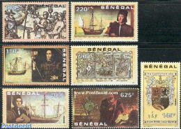 Senegal 1991 Discovery Of America 7v, Mint NH, History - Transport - Coat Of Arms - Explorers - Ships And Boats - Exploradores