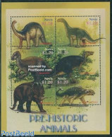 Nevis 2005 Prehistoric Animals 6v M/s, Apatosaurus, Mint NH, Nature - Prehistoric Animals - Préhistoriques